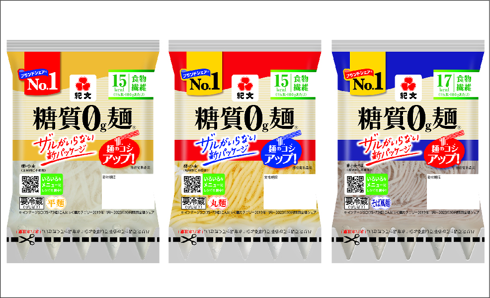 3月にリニューアルされた「紀文糖質０ｇ麺詰合せセット」
