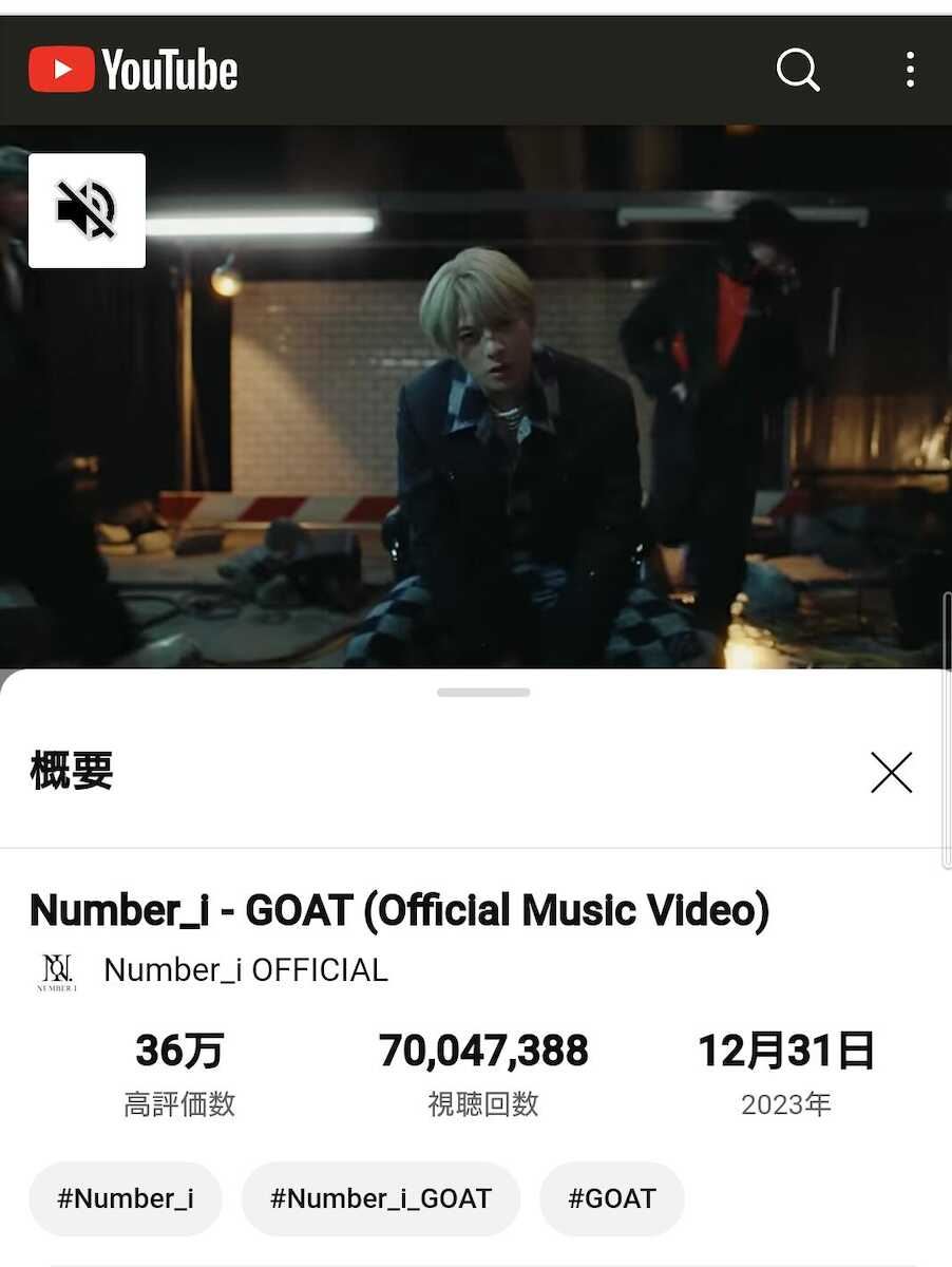 Number_i「GOAT」のMV再生、ついに7000万回突破 ! iLYsの熱い思いも止まらない「次は1億。年内にあと3000万回」